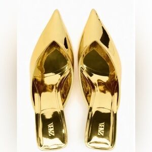 Zara Gold Mules Sz. 40